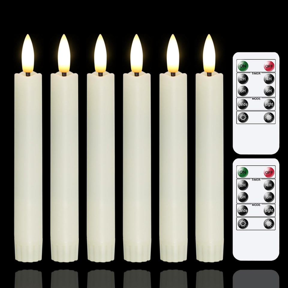 Yeelida 6-inch ivory flameless taper with 3D wick for a realistic ambient glow