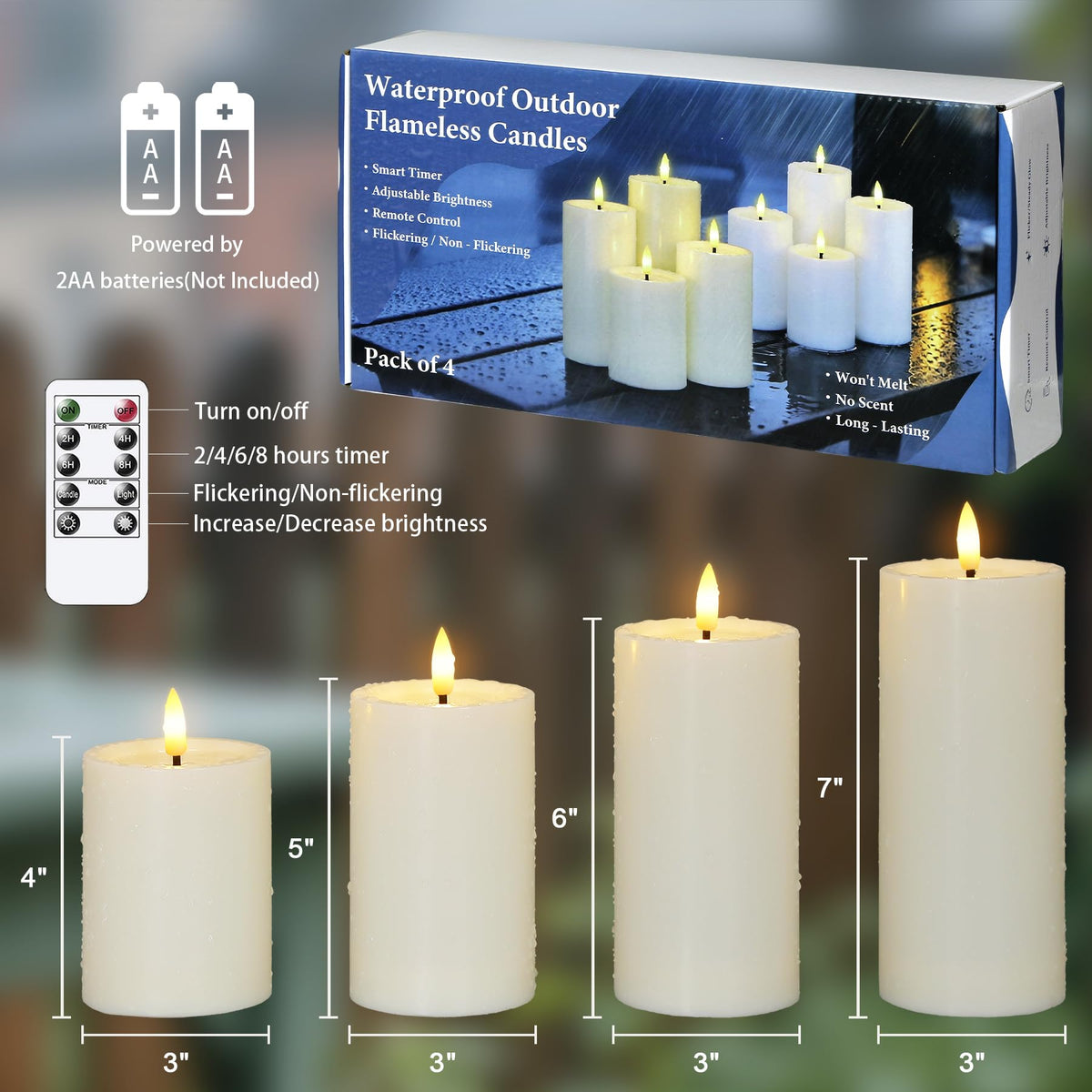 Yeelida 3x6in ivory flameless candle creates gentle garden ambience without smoke