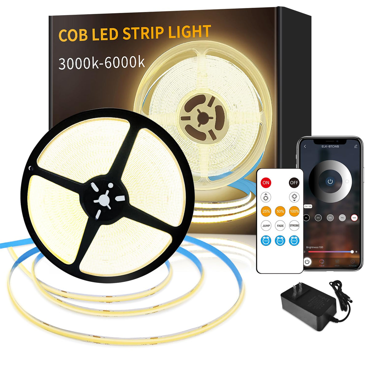 Yeewhale COB LED strip delivers a warm 3000K glow for a cozy bedroom ambience