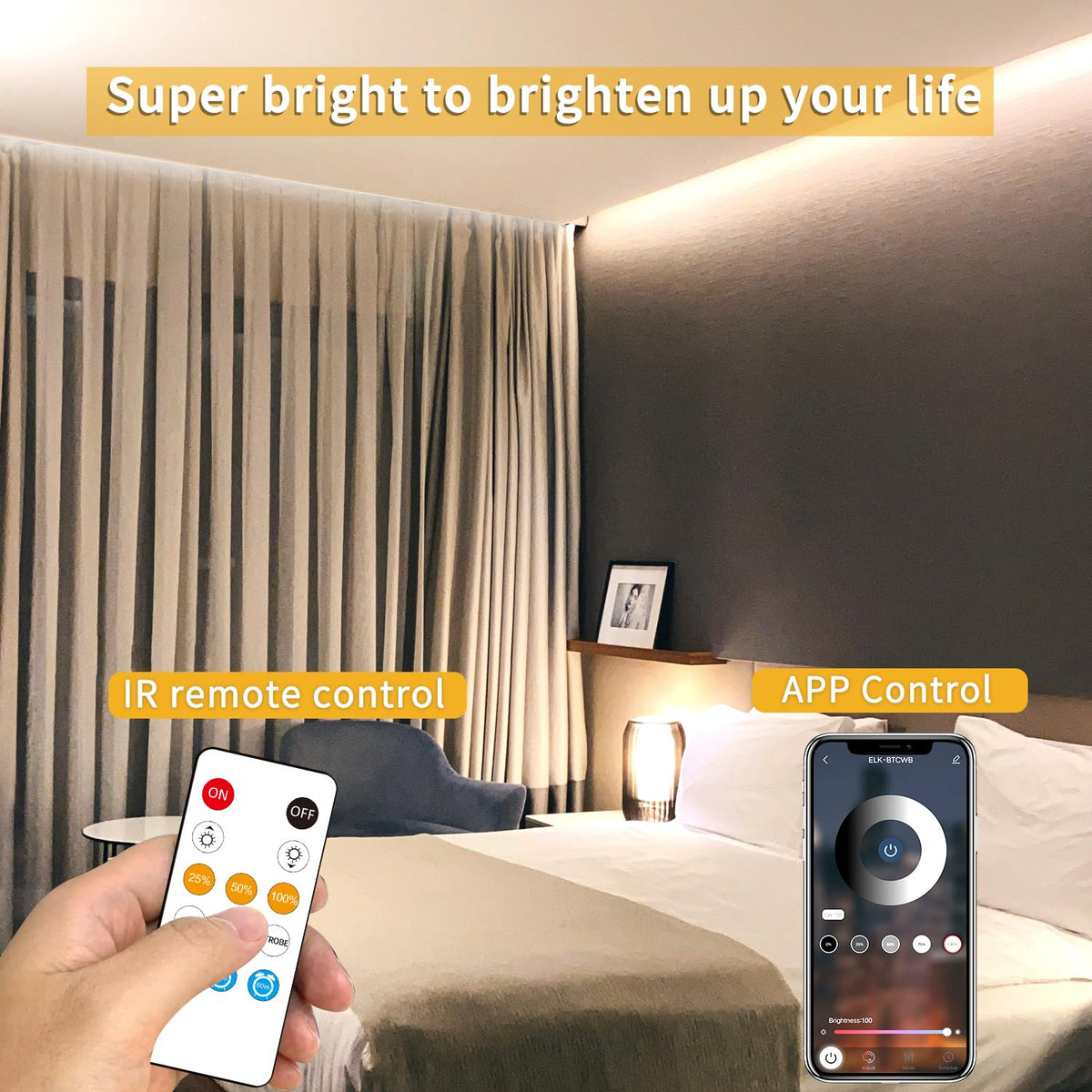 Yeewhale remote control allows easy brightness and scene adjustments