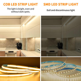 Yeewhale COB LED strip with remote control enables easy dimming and scheduling.
