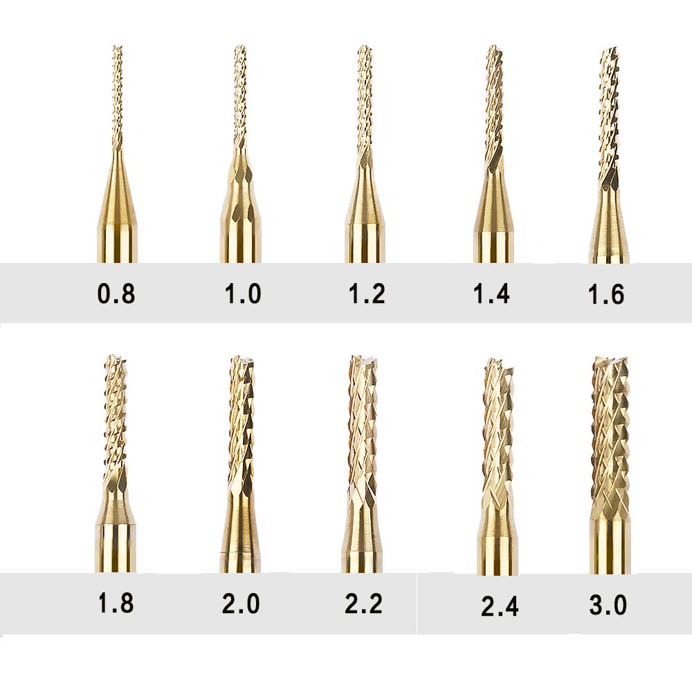 YEEZUGO titanium-coated cutter 1.0mm with 1/8 shank for PCB and metal work