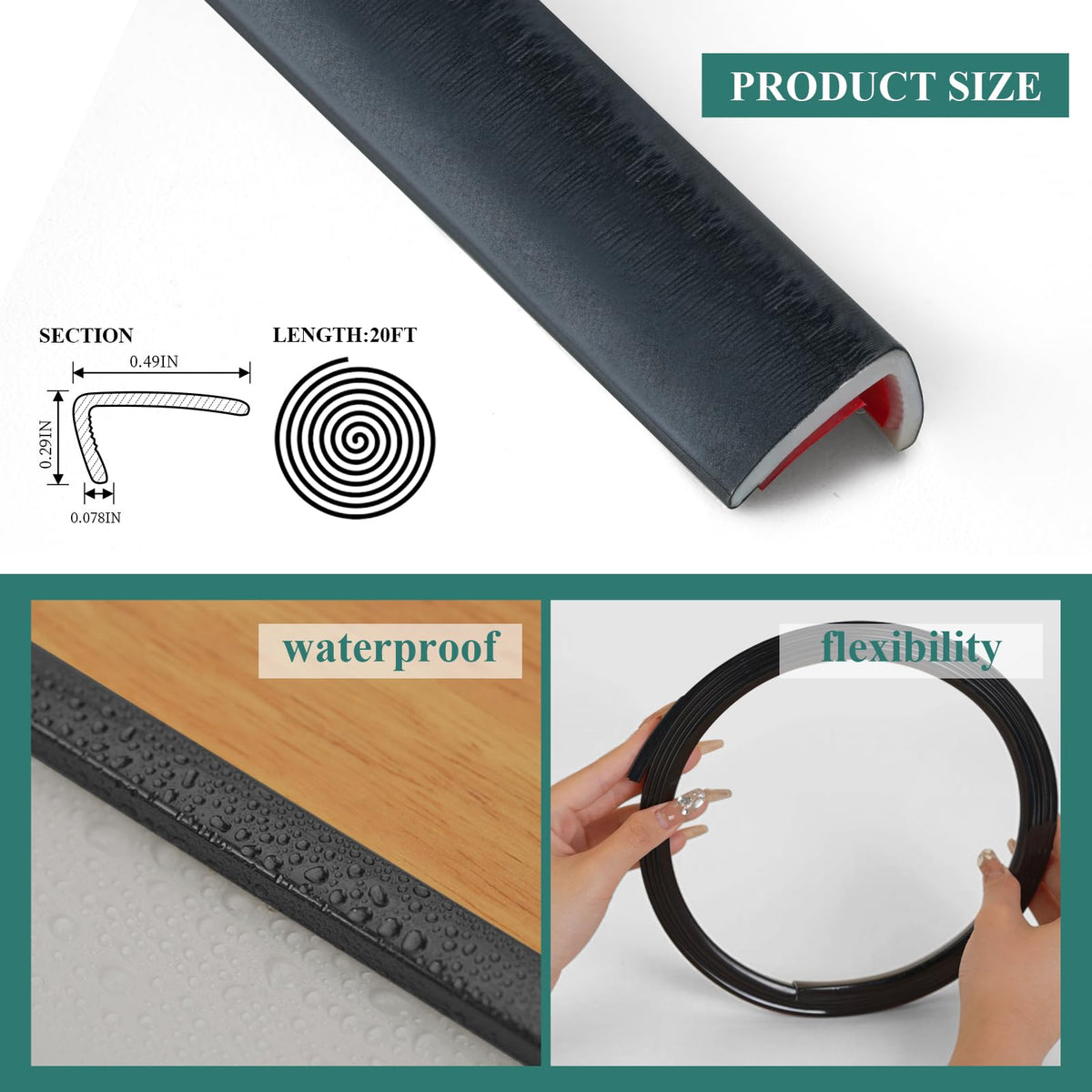 YEFANXI vinyl corner molding in black for outdoor tile edges