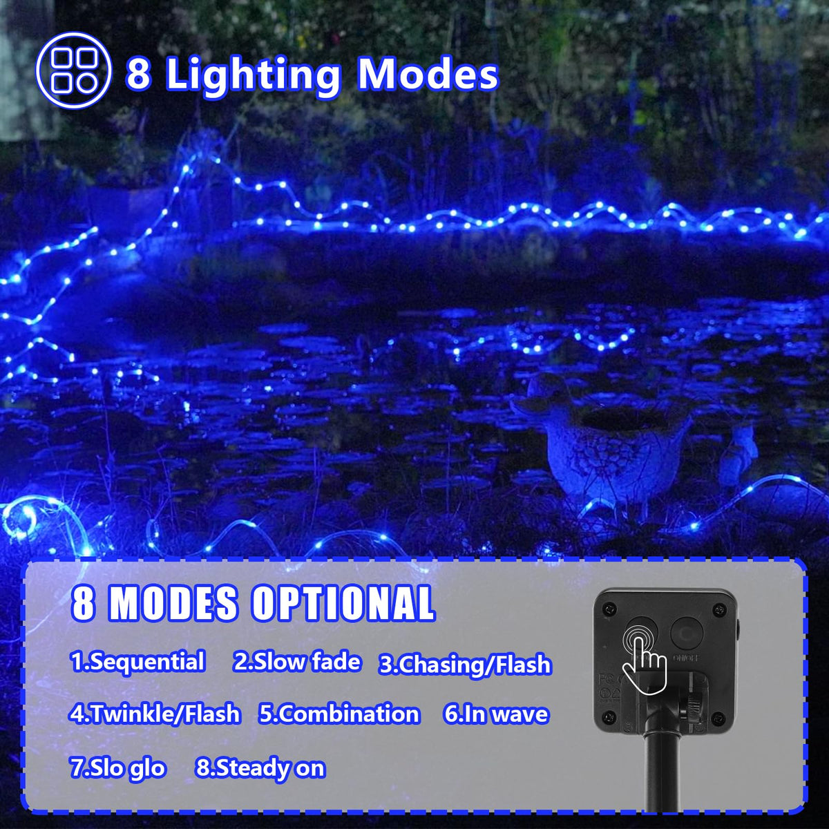 YEGUO back panel showing eight mode options for ambiance