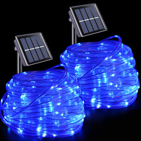YEGUO blue solar rope light, 33ft, 100 LEDs, ideal for outdoor patios