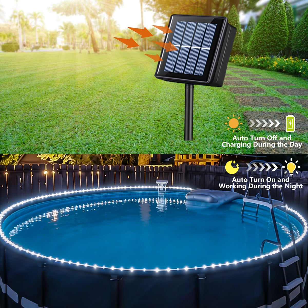YEGUO rope lights on patios brighten walkways without wiring.