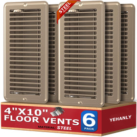 YEHANLY 4x10 floor-register front view with flush, rust-proof steel finish.