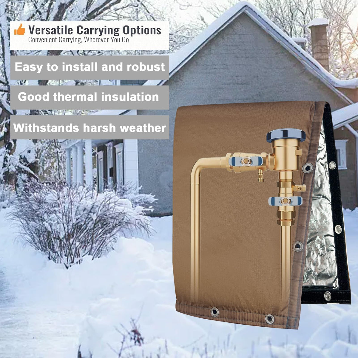 Winter-ready Yehchi cover protecting a well pump and sprinkler valve.