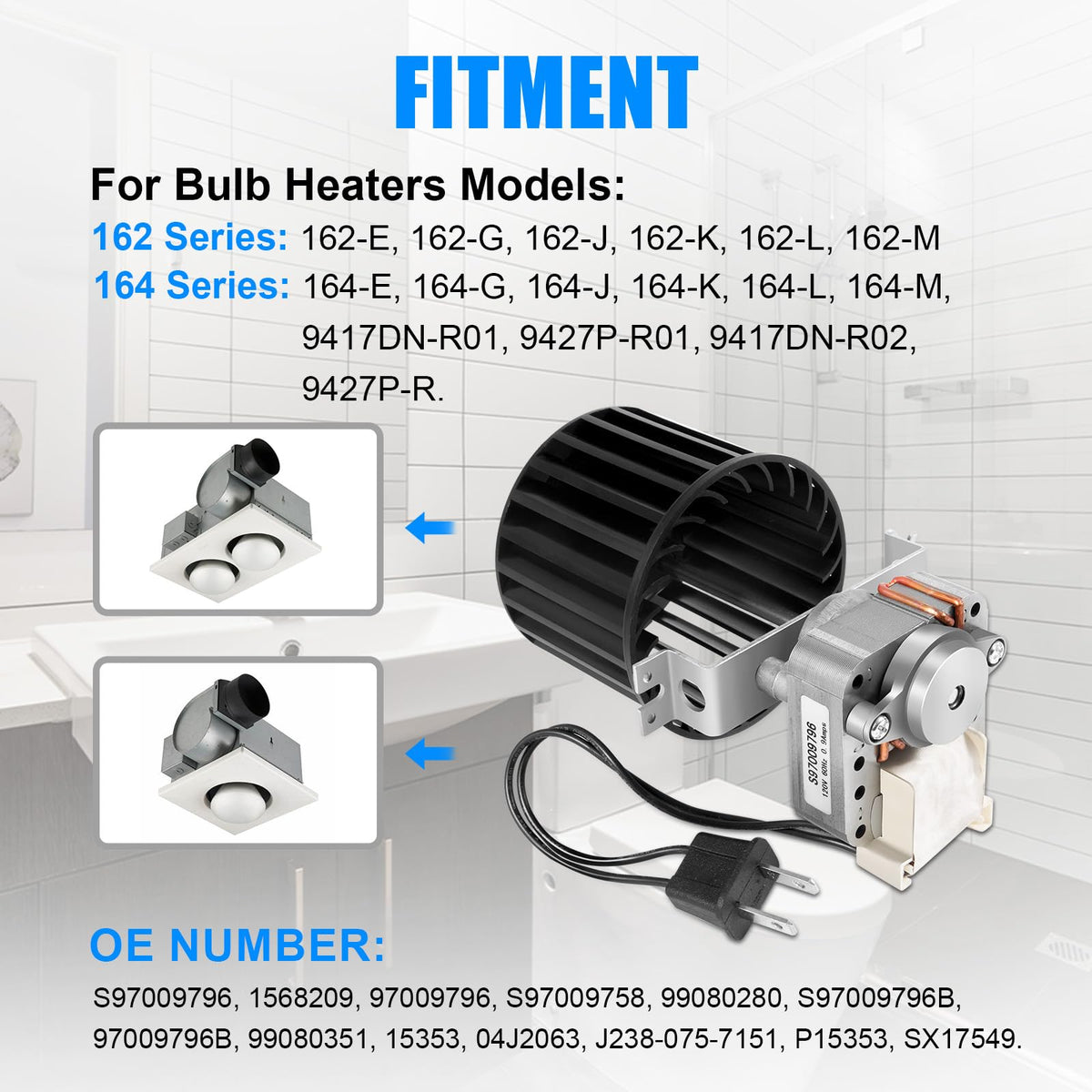 YEHERIT Broan Nutone compatibility with 162/164 models enables easy replacement.