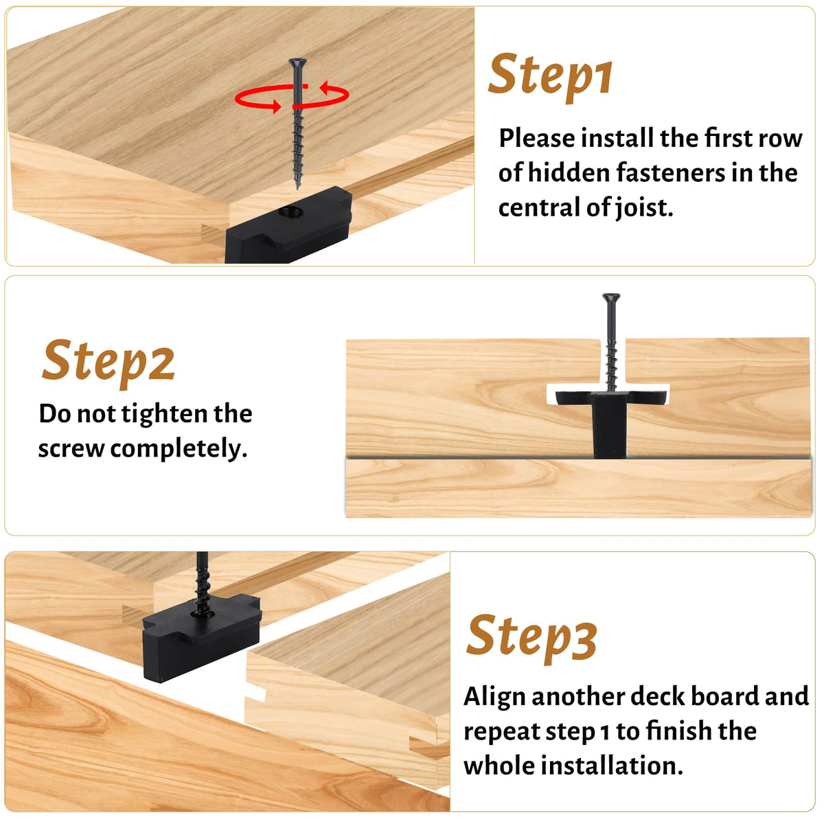 Yeipower fasteners create a clean, fastener-free deck surface