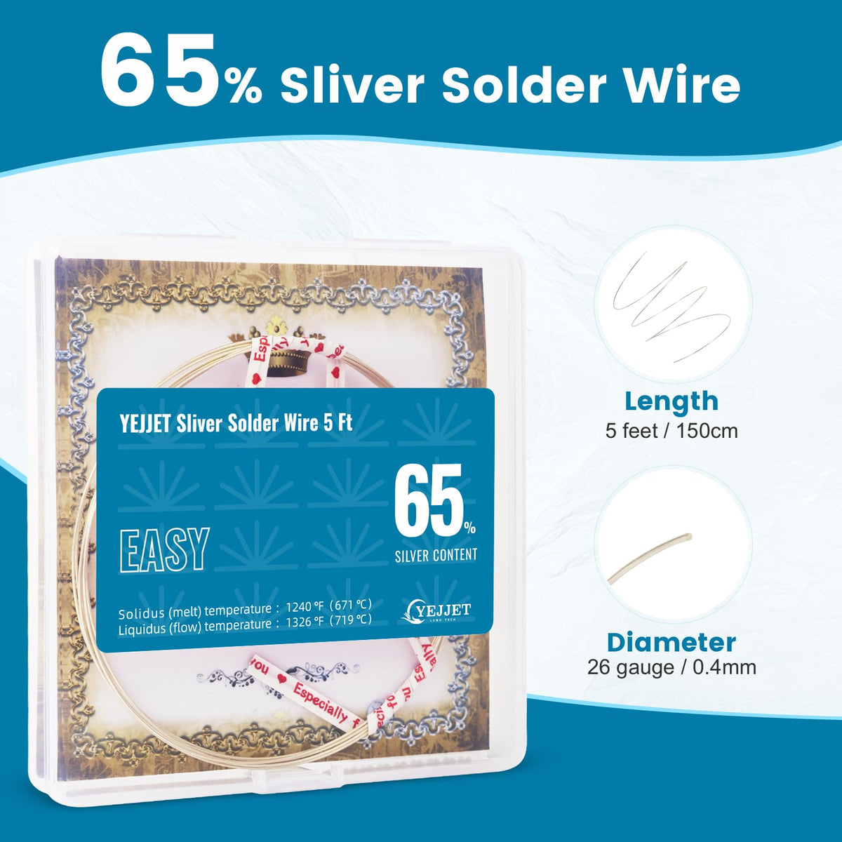 YEJJET silver solder wire 26-gauge join area highlights strong, reliable connections