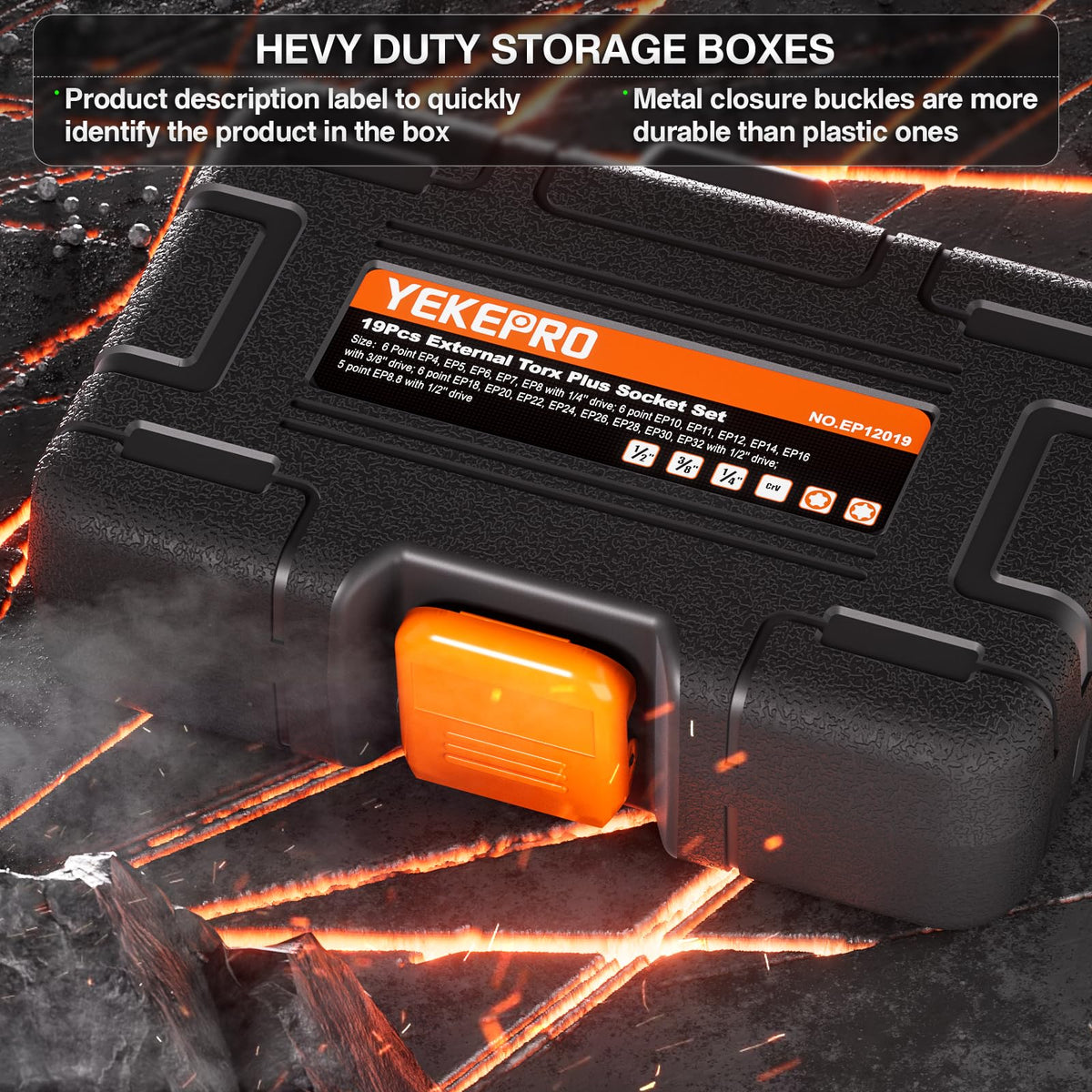 YEKEPRO toolbox with clearly labeled sockets for quick identification.