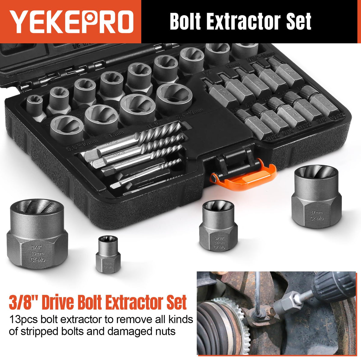 YEKEPRO left-hand cobalt drill bits deliver strong torque for seized fasteners.