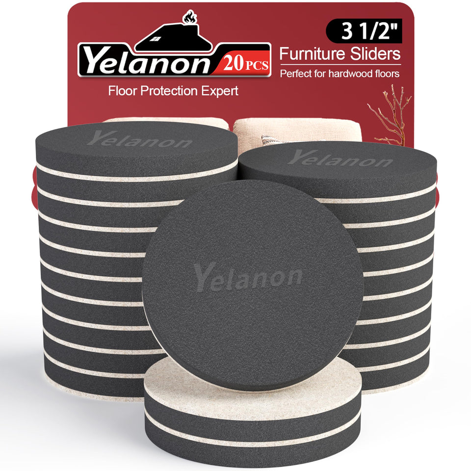 Yelanon felt sliders attached to sofa legs glide on carpet and protect floors
