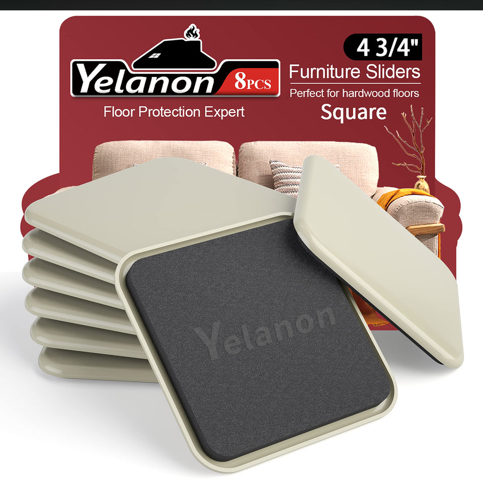 Yelanon 4-3-4 inch beige square slider on carpet protects floors while moving