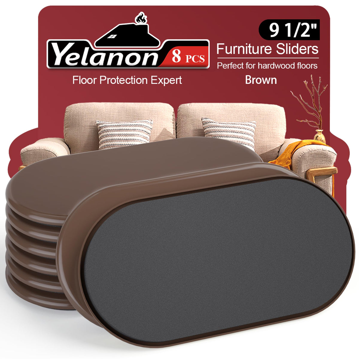 Yelanon furniture sliders on carpet protect floors while moving heavy sofa.