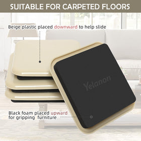 Yelanon Furniture Sliders glide quietly on carpet for repositioning