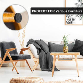 Pads protecting laminate floors from scuffs and dents while blending with decor
