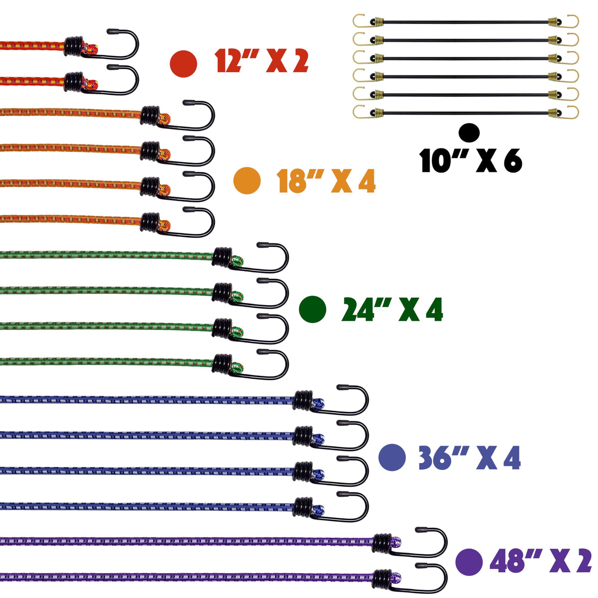 Yelier bungee cords 12in for secure tent setups.