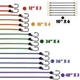 Yelier bungee cords 12in for secure tent setups.