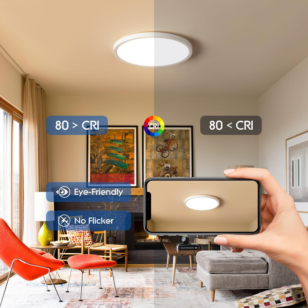 YELIOLED 6-pack slim 12-inch ceiling light easy 3-step installation