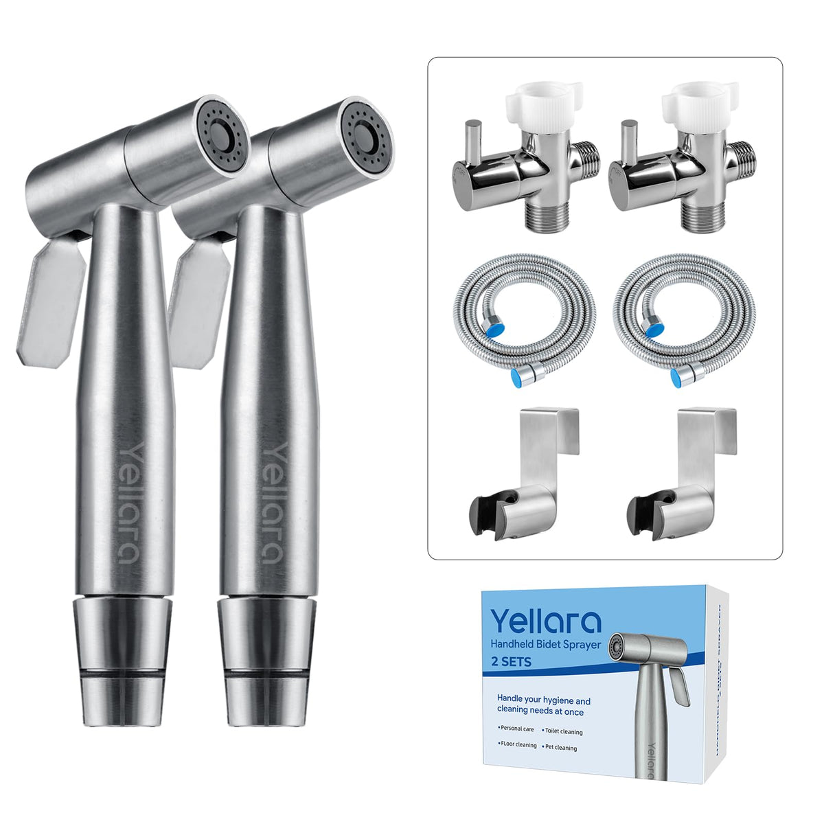 Yellara bidet sprayer 2-sets enables versatile bathroom hygiene.