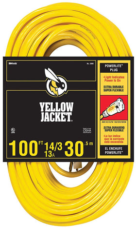 Yellow Jacket 2888 outdoor extension cord with lighted end for easy power signaling on jobsites.