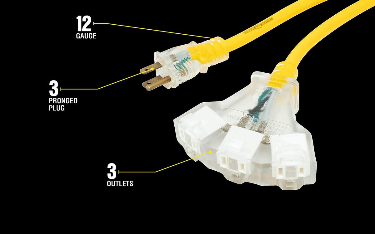 Yellow Jacket 50-foot heavy-duty extension cord suitable for outdoor job sites