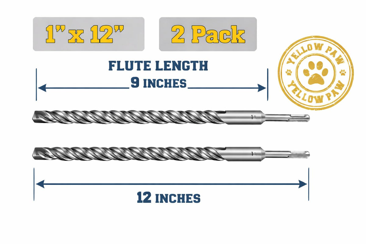 Yellow Paw carbide tipped masonry bit powers through concrete and stone