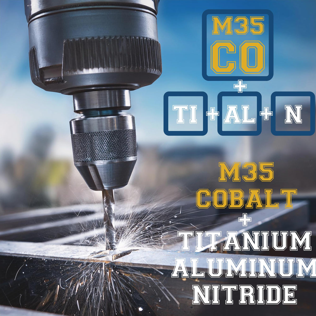 Yellow Paw TiAIN-coated drill bit showcases corrosion resistance and long life.
