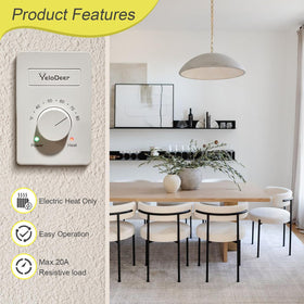 Wiring panel of YeloDeer thermostat highlighting installation compatibility
