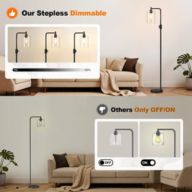 Yemela floor lamp knob control for easy on/off and dimming from a sofa.