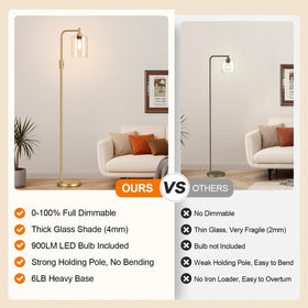 Yemela gold floor lamp dimmer knob for easy brightness control while relaxing
