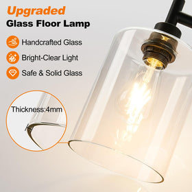 Yemela lamp gold metal body complements glass shade in a contemporary space.