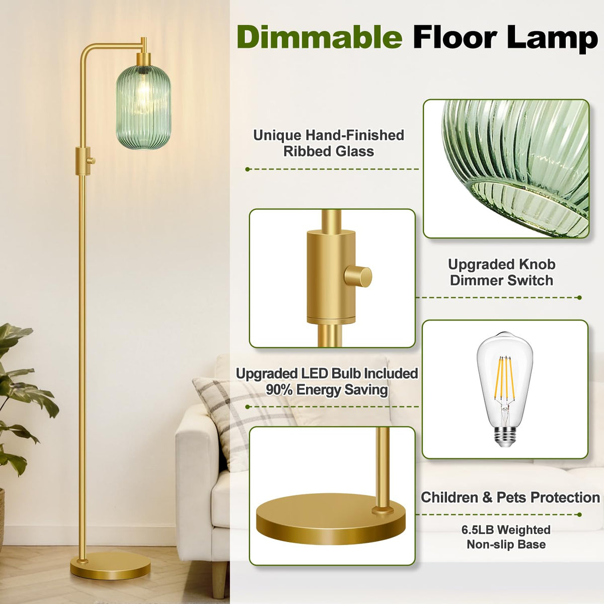 Yemela included 2700K LED bulb delivers warm, energy-efficient lighting
