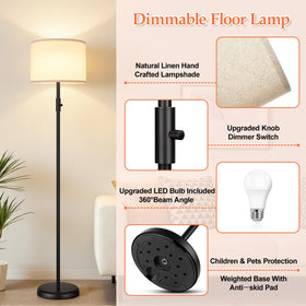 Yemela linen shade floor lamp creates soft, cozy illumination in any room.