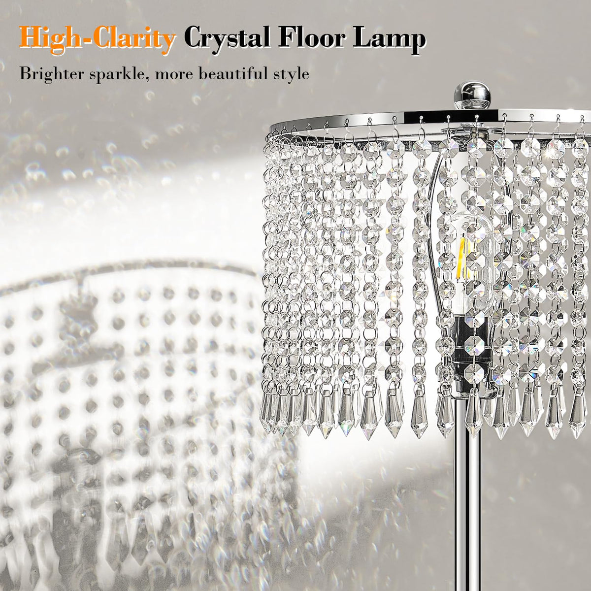 Yemela tall silver finish matches modern living rooms