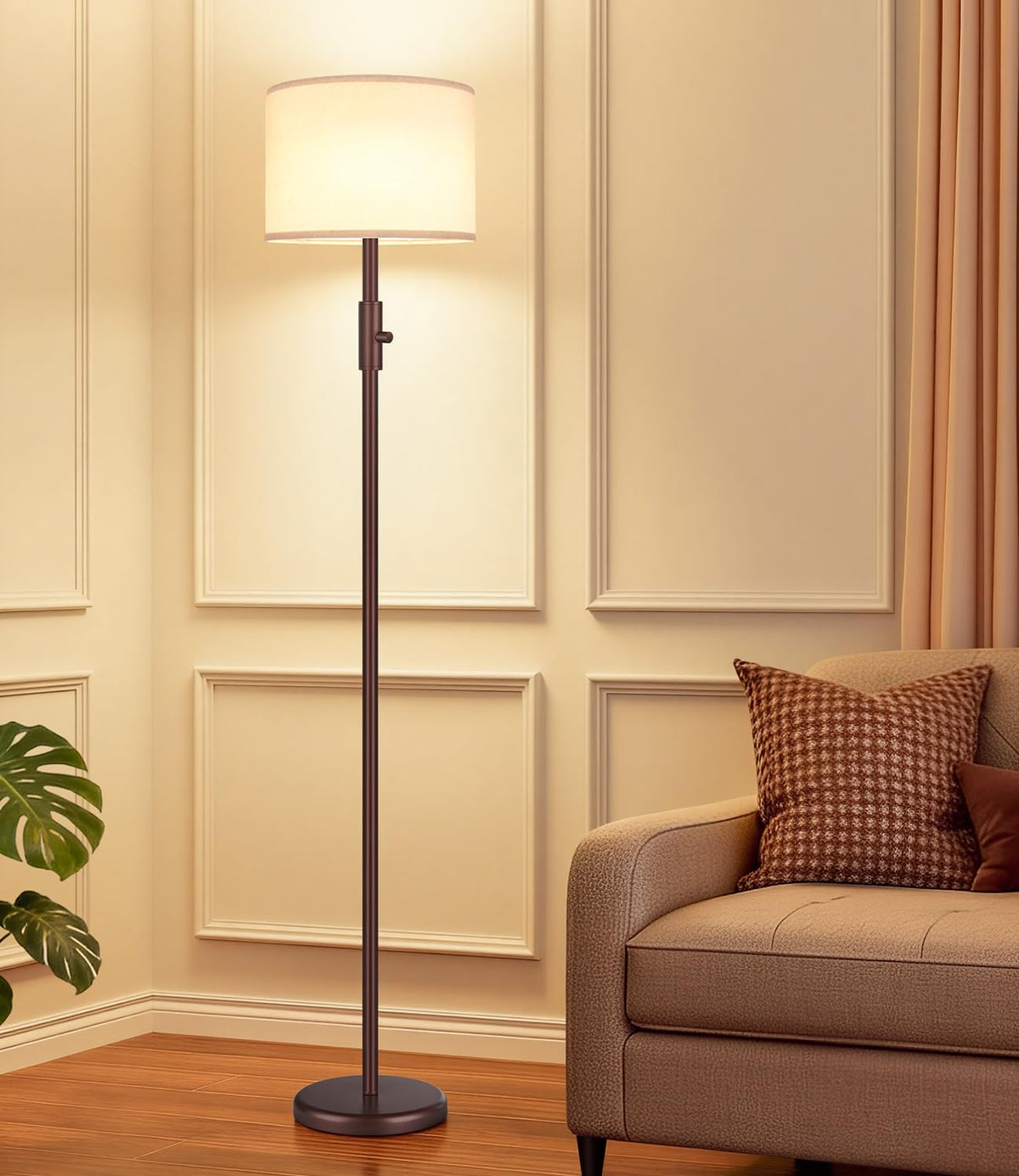 Yemela Upgraded Dimmable Floor Lamp base with sturdy brown finish.