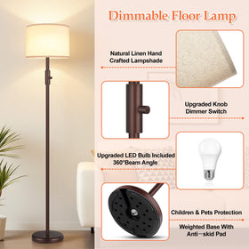 Yemela Upgraded Dimmable Floor Lamp dimmer knob enables precise brightness control.
