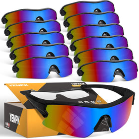 YENPK 12-pack tinted safety glasses with protective eyewear coverage for daily tasks.