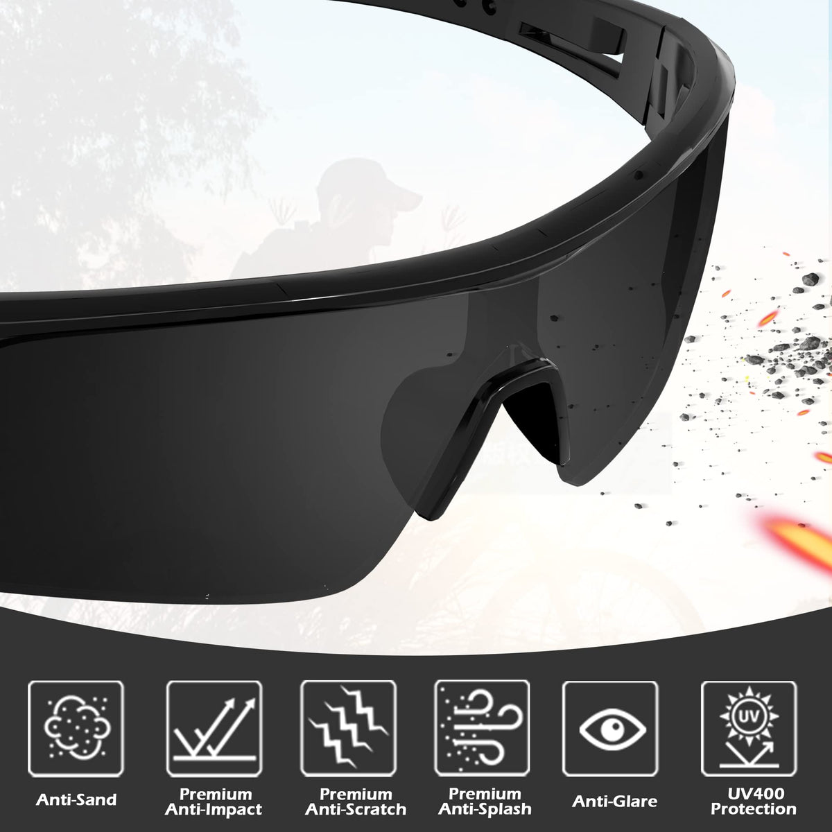 YENPK mirror frame safety glasses with ventilation design to reduce fog and heat.