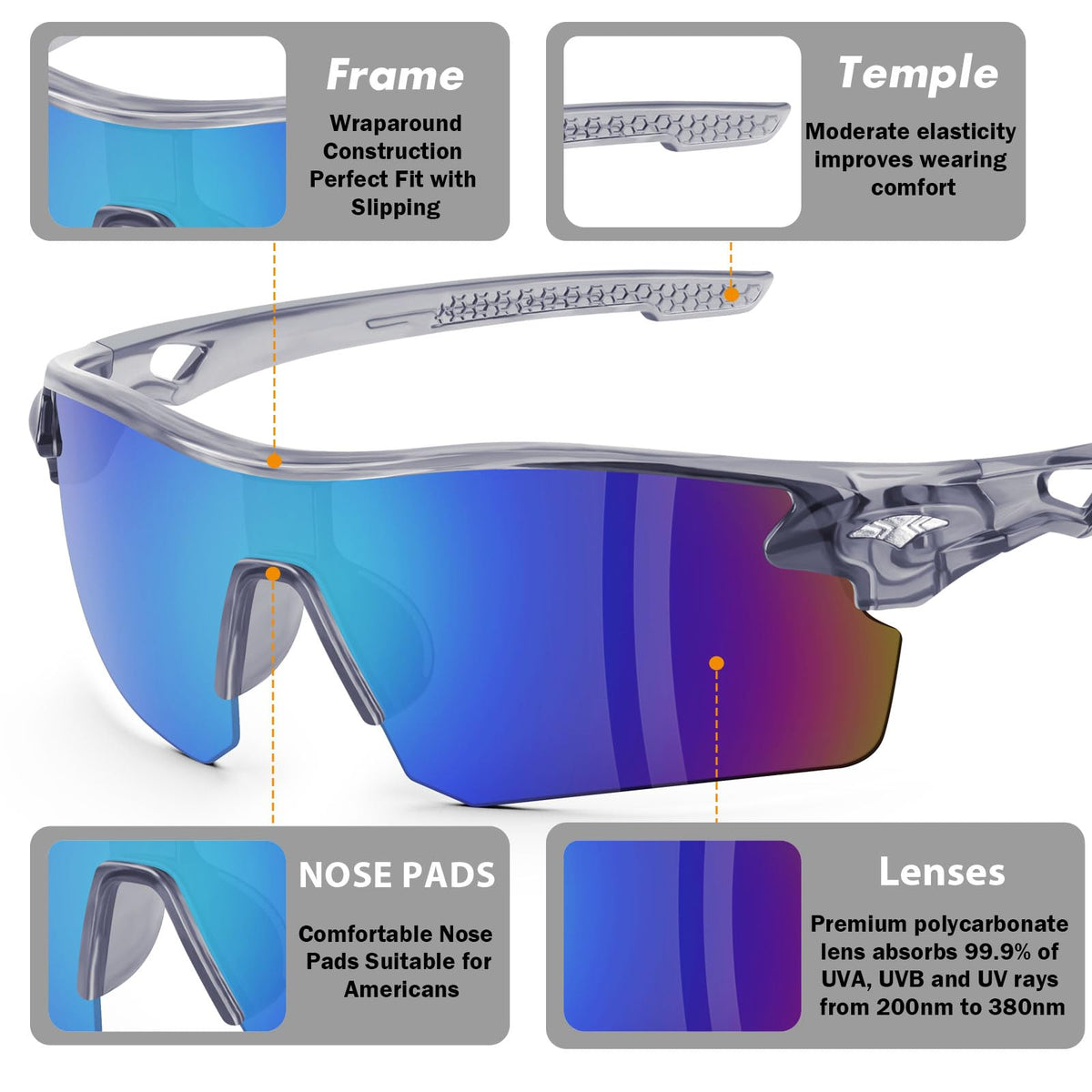 YENPK polycarbonate lenses offer clear vision and scratch resistance during work.