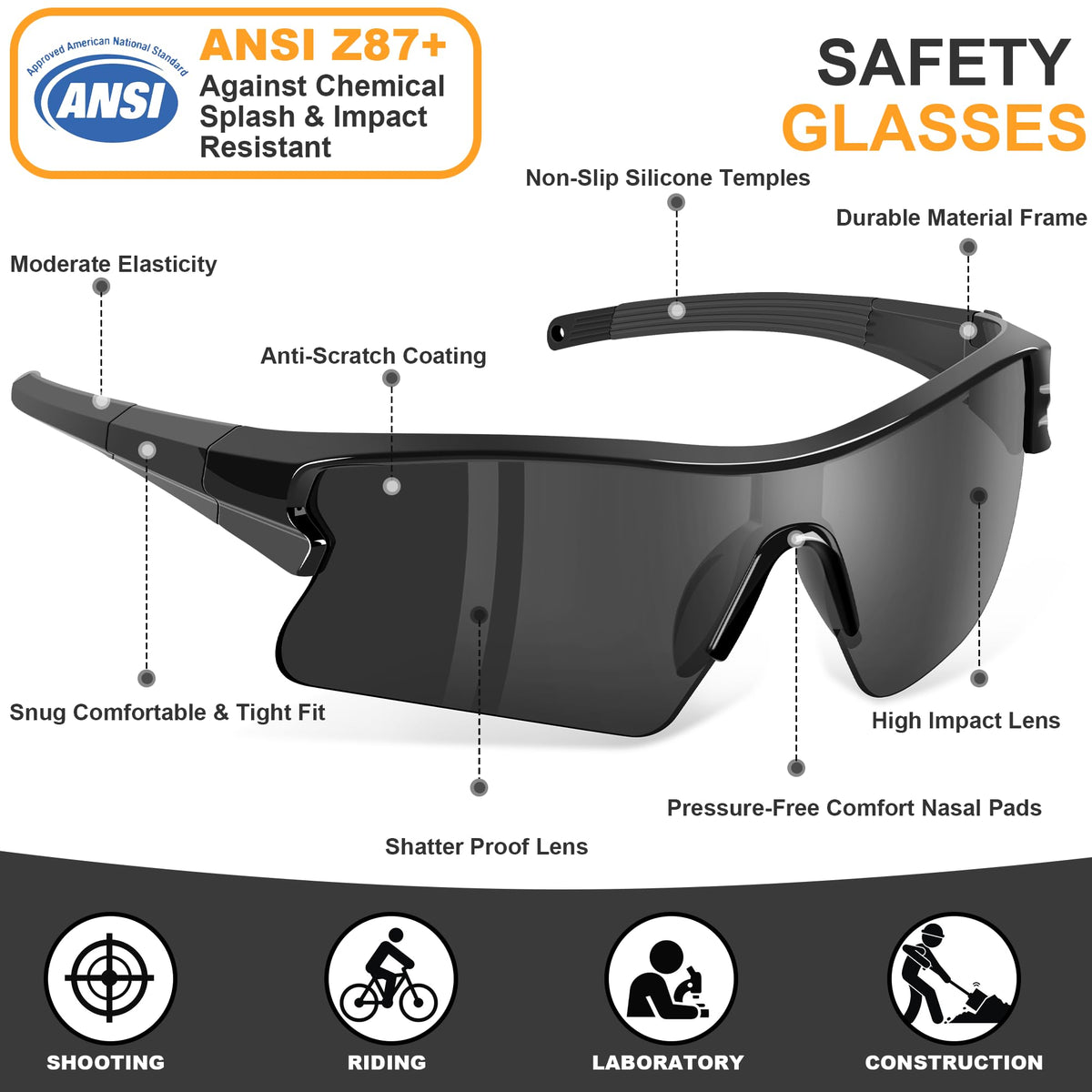 YENPK safety glasses feature anti-scratch and anti-splash durability.