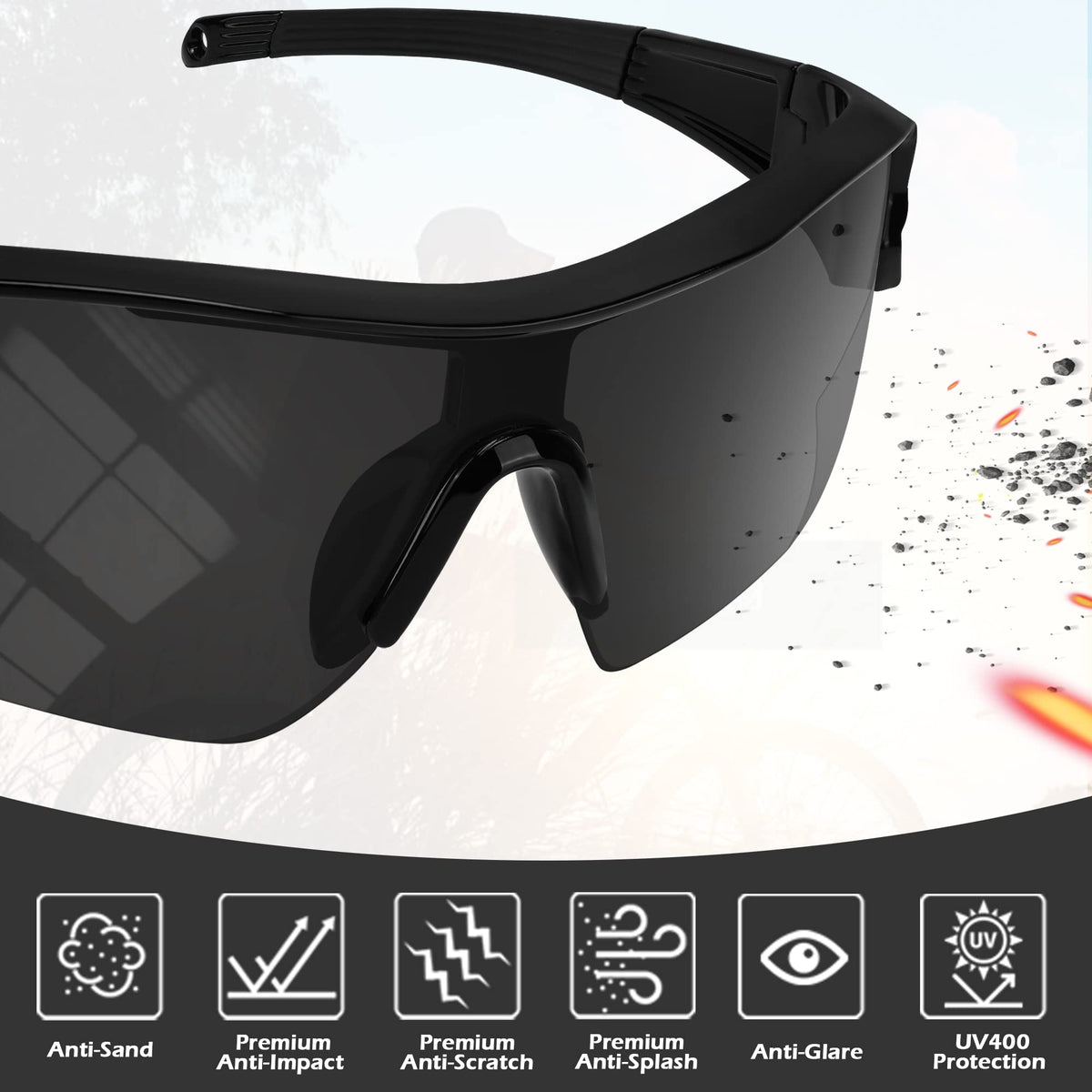 YENPK tinted safety glasses with UV400 protection for outdoor tasks