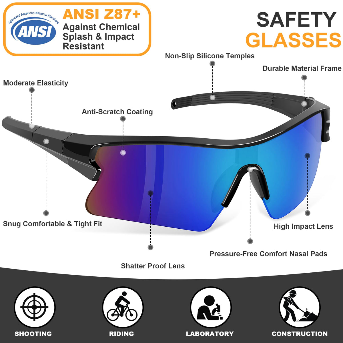 YENPK wrap-around lenses deliver wide field of view with anti-scratch durability.