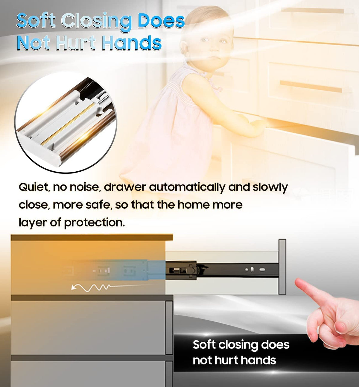 YENUO three-fold extension mechanism allows full drawer access.