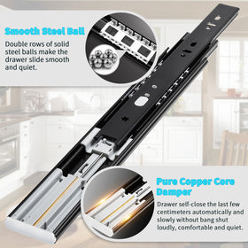 YENUO 18-inch drawer slide shows heavy-duty support with steady, silent glide.