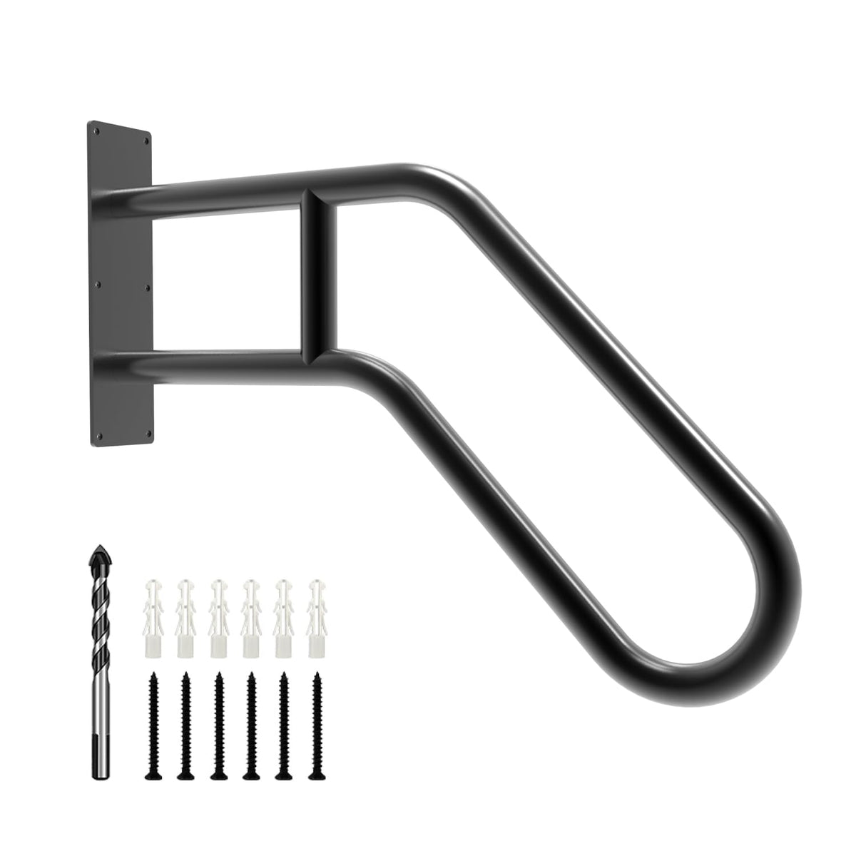 YEOOE outdoor handrail for 1-3 steps with U-shaped matte black grip