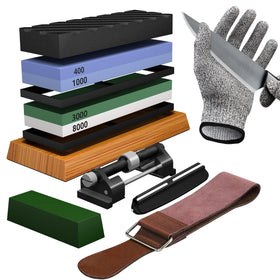 YeopAsda knife sharpening stone set with four-side grit ideal for kitchen knives.