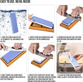 YeopAsda non-slip bamboo base keeps sharpening stones steady.